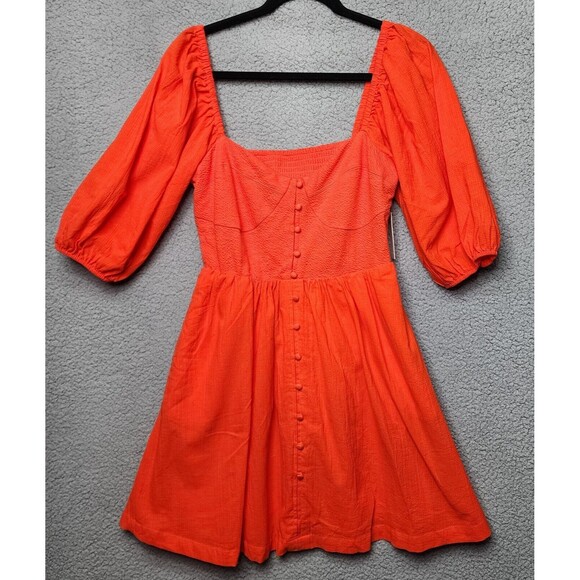 ANTHROPOLOGIE Women's Medium MAEVE Red Orange NWT Sweetheart Mini Dress - Picture 3 of 16